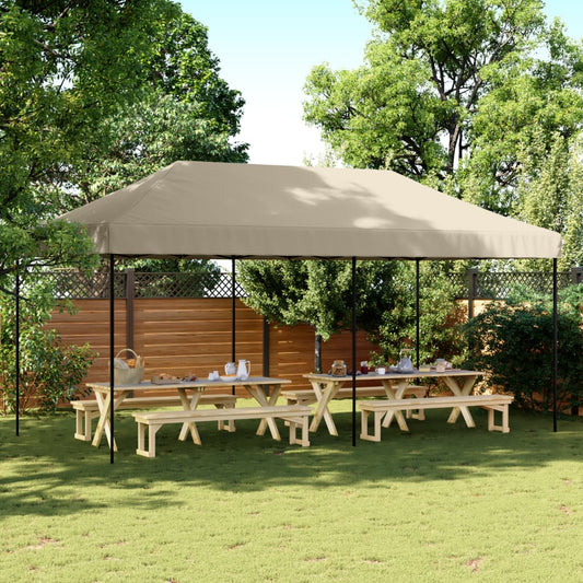 Pop-Up hopfällbart partytält 580x292x315 cm taupe