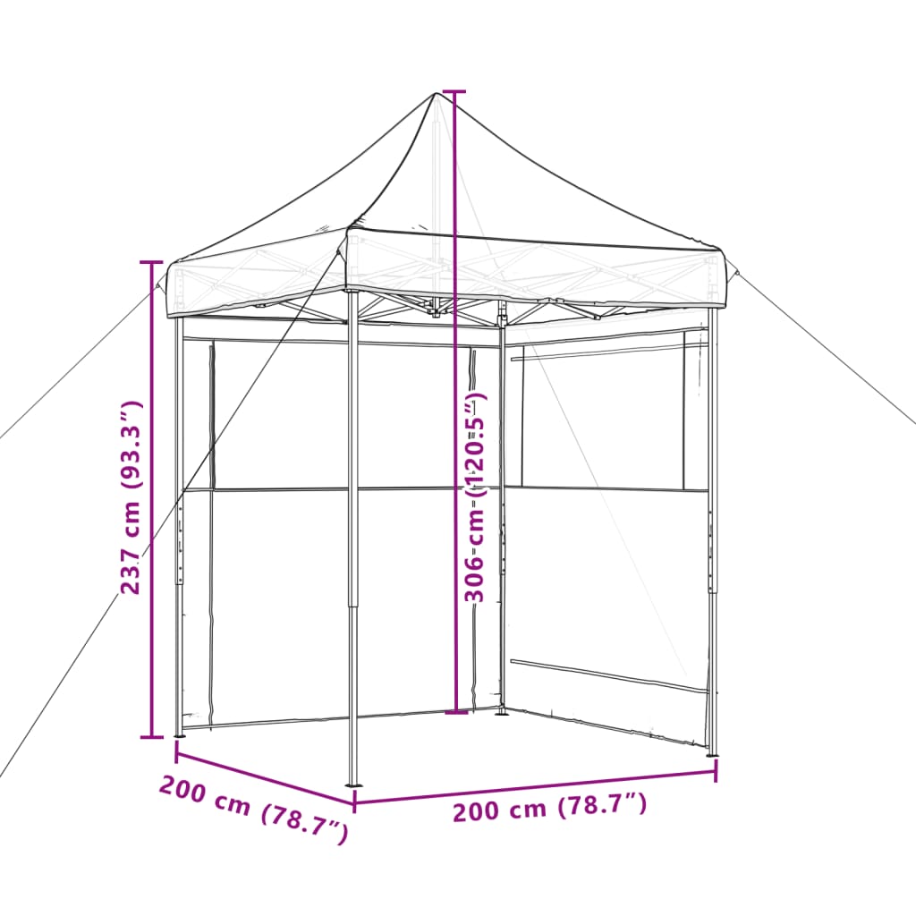 Pop-Up hopfällbart partytält med 2 sidoväggar beige