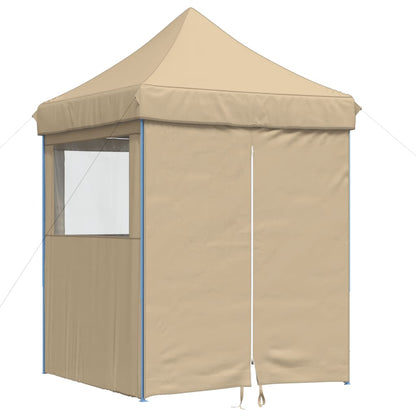 Pop-Up hopfällbart partytält med 4 sidoväggar beige