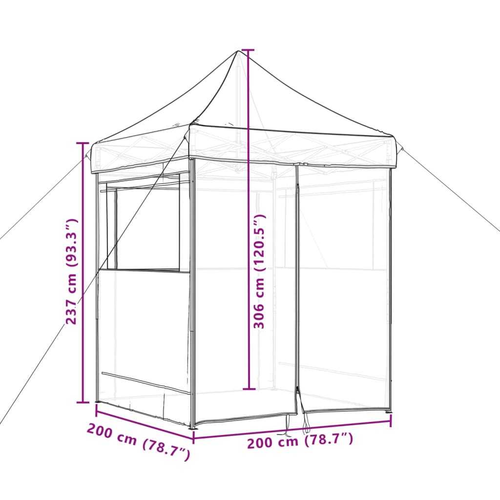 Pop-Up hopfällbart partytält med 4 sidoväggar beige