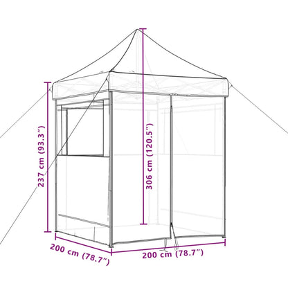 Pop-Up hopfällbart partytält med 4 sidoväggar beige