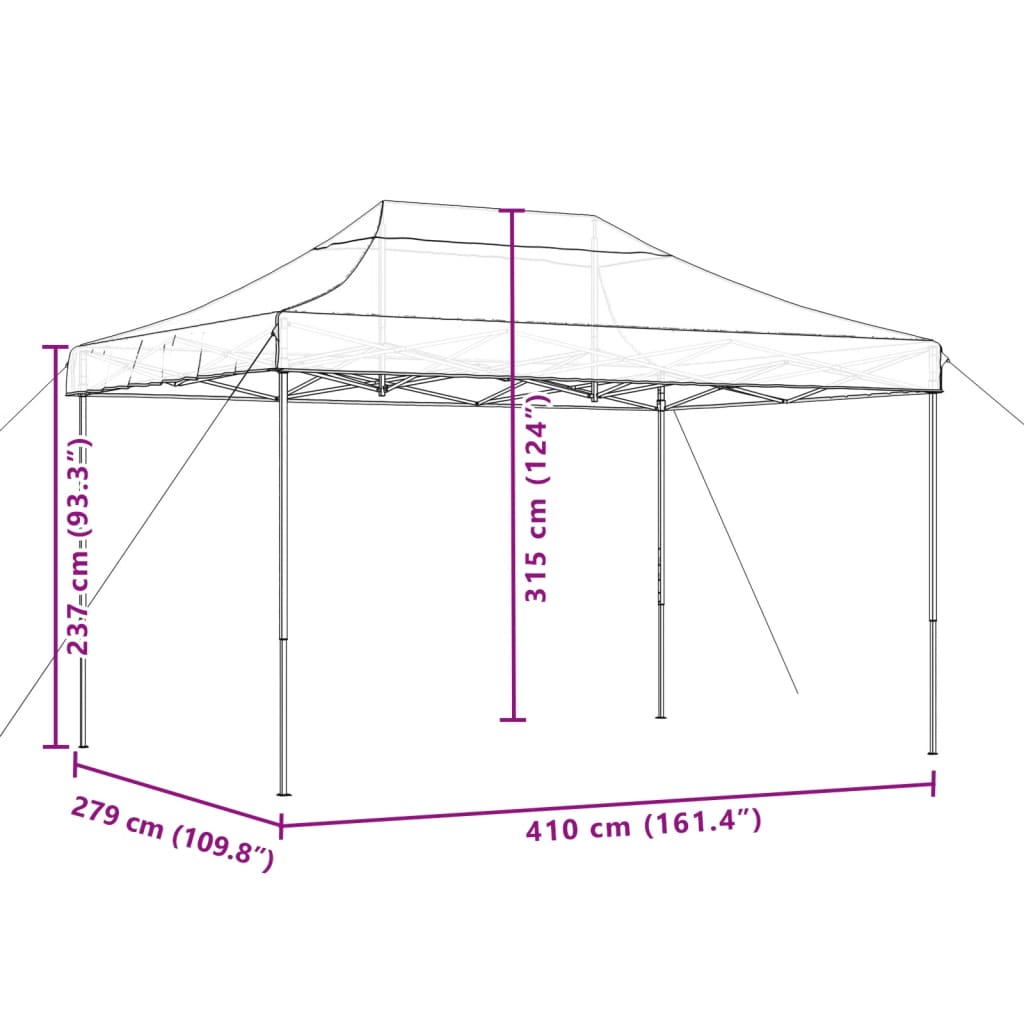 Pop-Up hopfällbart partytält 410x279x315 cm taupe