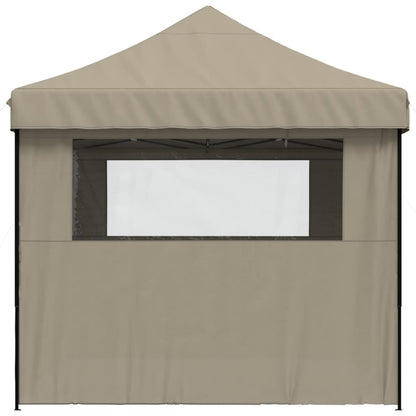 Pop-Up hopfällbart partytält med 4 sidoväggar taupe
