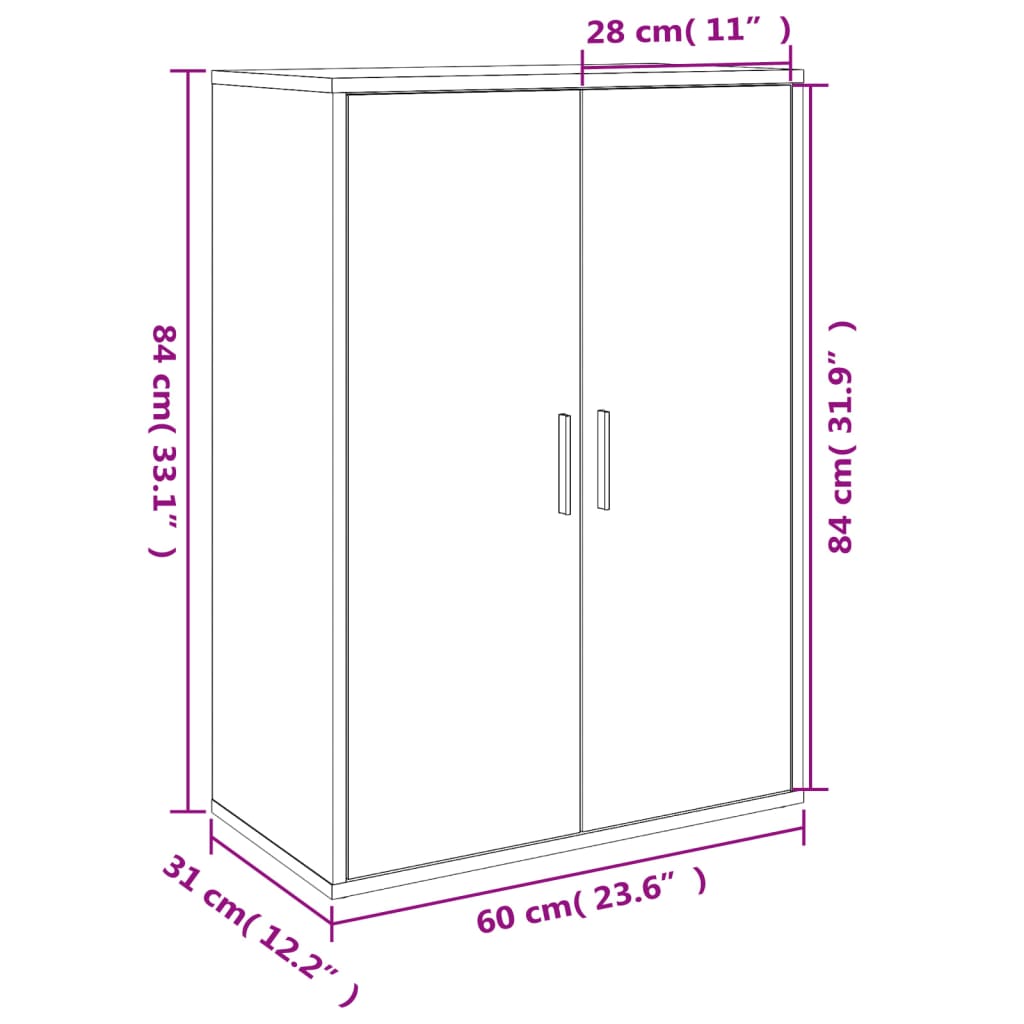 Skänk vit 60x31x84 cm konstruerat trä