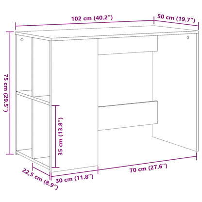 Skrivbord vit 102x50x75 cm konstruerat trä