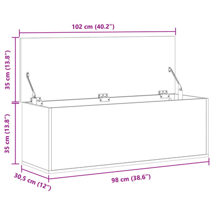 Förvaringslåda svart 102x35x35 cm konstruerat trä