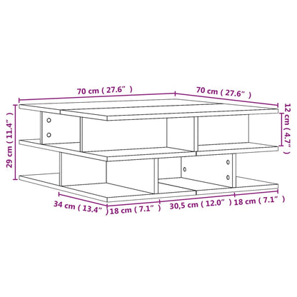 Soffbord rökfärgad ek 70x70x29 cm konstruerat trä