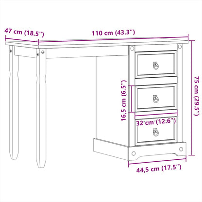 Sminkbord Corona 110x47x75 cm massiv furu