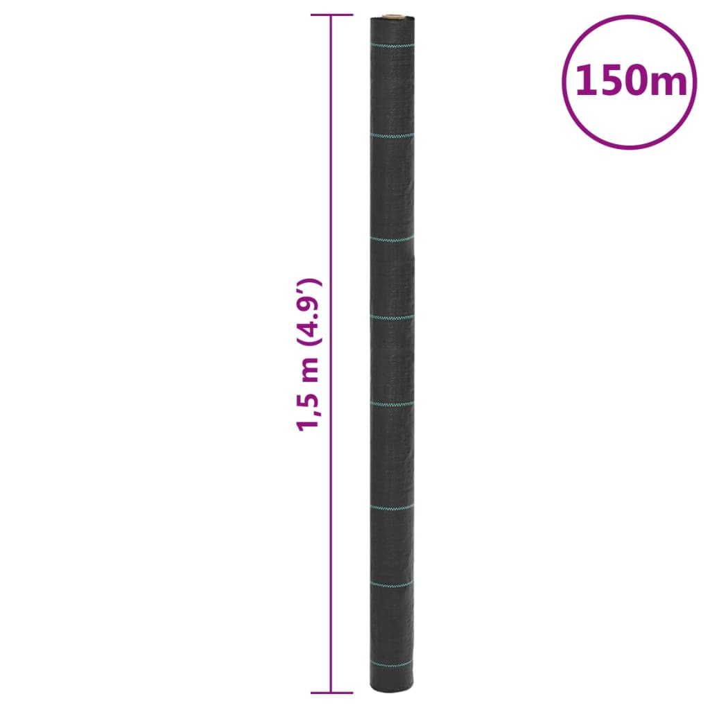 Ogräsmatta svart 1,5x150 m PP