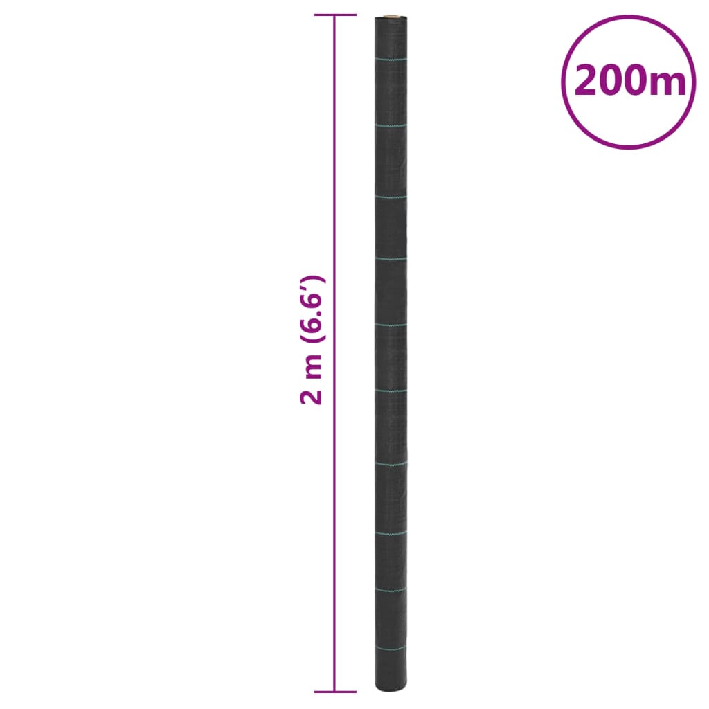 Ogräsmatta svart 2x200 m PP