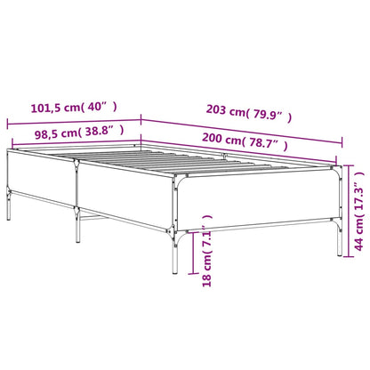 Sängram sonoma-ek 100x200 cm konstrueradt trä och metall