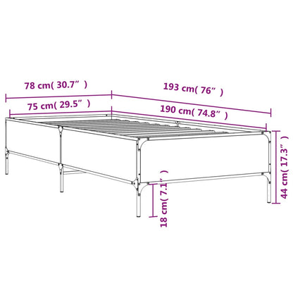 Sängram svart 75x190 cm konstruerat trä och metall