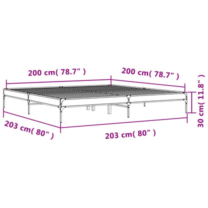 Sängram svart 200x200 cm konstruerat trä och metall