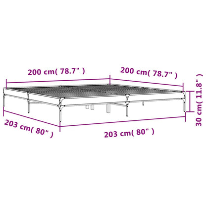 Sängram sonoma-ek 200x200 cm konstruerat trä och metall