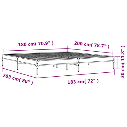 Sängram sonoma-ek 180x200 cm konstruerat trä och metall