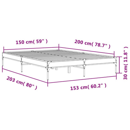 Sängram sonoma-ek 150x200 cm konstruerad trä och metall