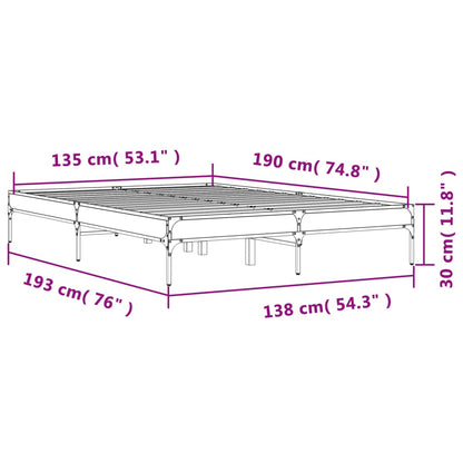 Sängram rökfärgad ek 135x190 cm konstruerat trä och metall