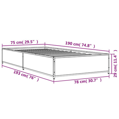 Sängram svart 75x190 cm konstruerat trä och metall