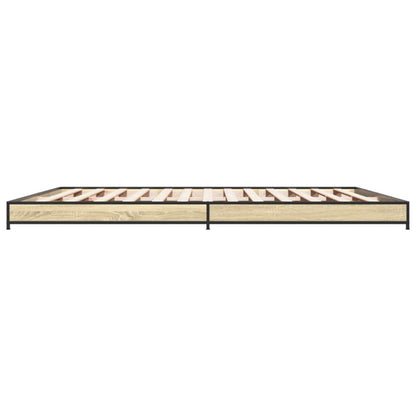 Sängram sonoma-ek 200x200 cm konstruerat trä och metall