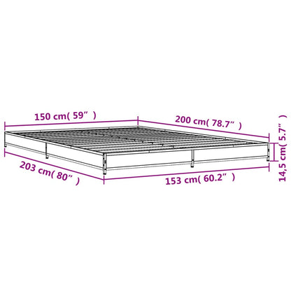 Sängram sonoma-ek 150x200 cm konstruerad trä och metall