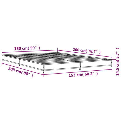 Sängram rökfärgad ek 150x200 cm konstruerad trä och metall