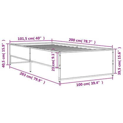 Sängram svart 100x200 cm konstruerat trä och metall