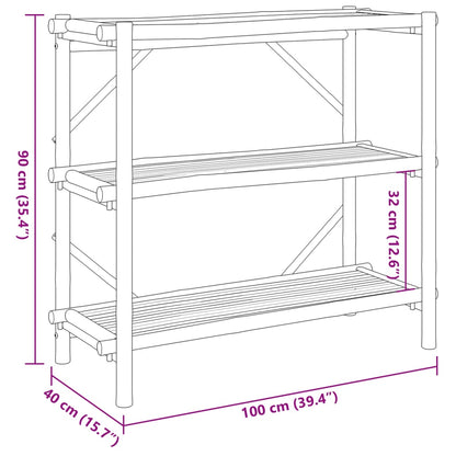 Bokhylla 3 hyllplan 100x40x90 cm bambu