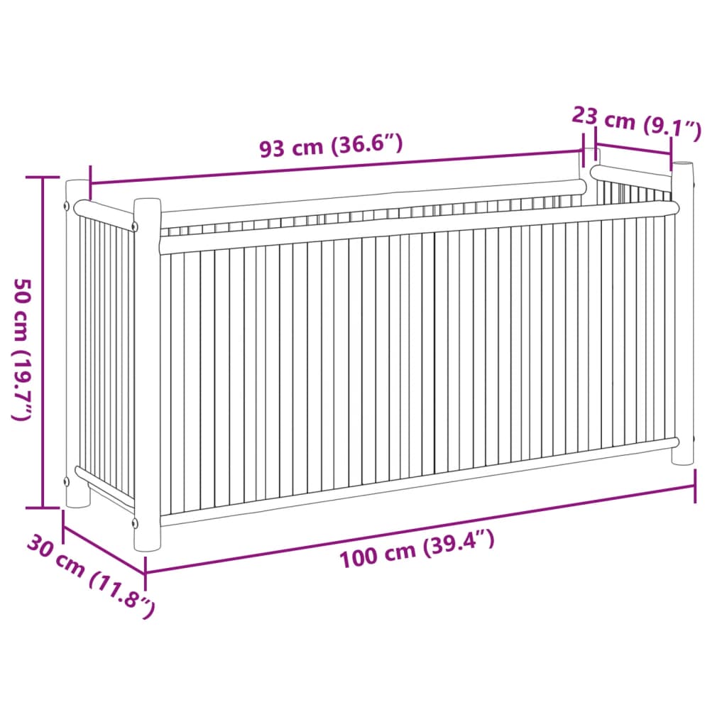 Odlingslåda 100x30x50 cm bambu