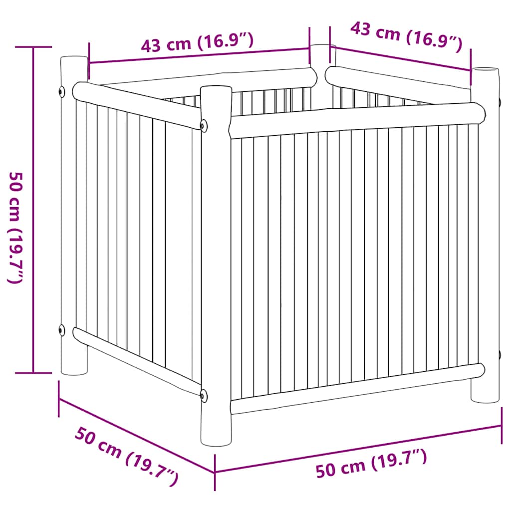 Odlingslåda 50x50x50 cm bambu