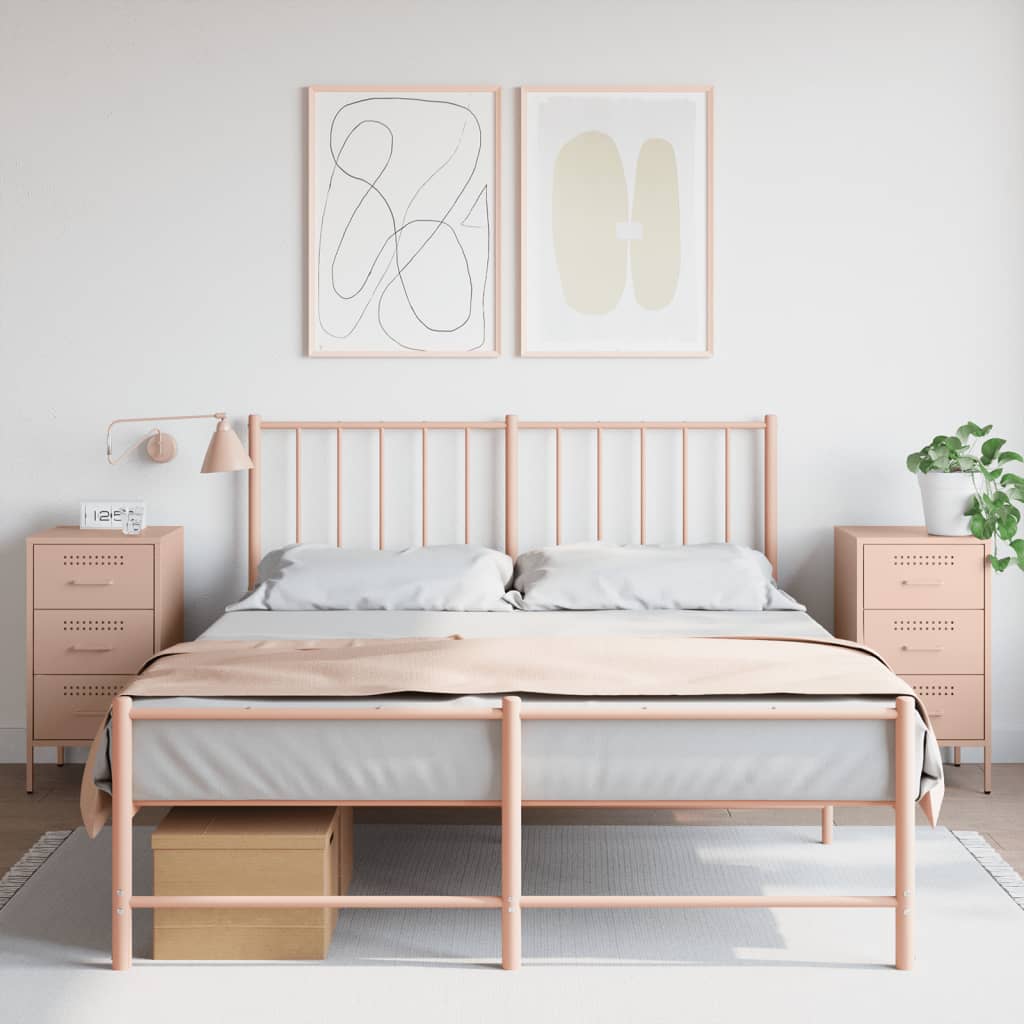 Sängbord 2 st rosa 36x39x68 cm stål