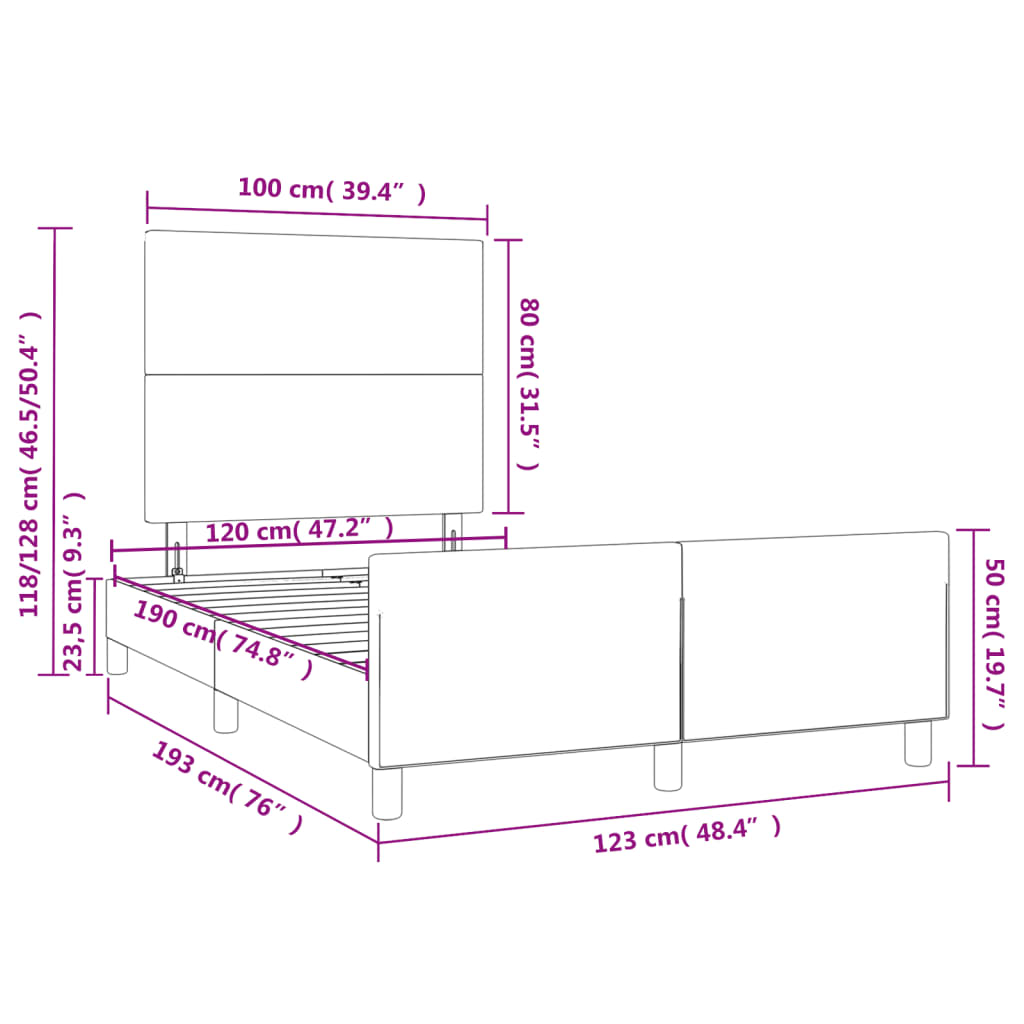 sängram utan madrass svart 120x190 cm konstläder