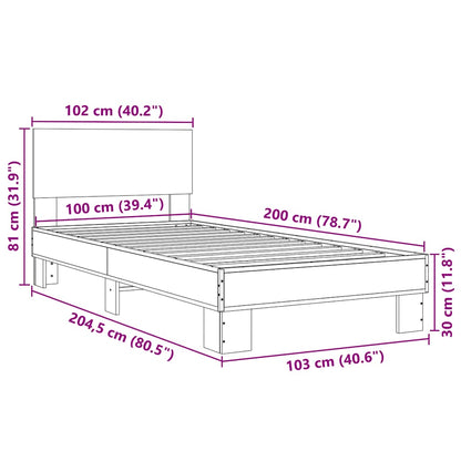 Sängram sonoma-ek 100x200 cm konstrueradt trä och metall