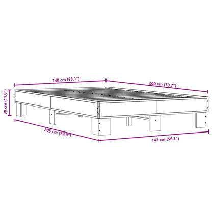 Sängram rökfärgad ek 140x200 cm konstruerad trä och metall