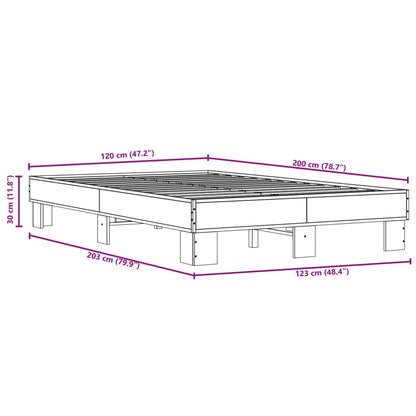 Sängram rökfärgad ek 120x200 cm konstruerat trä och metall