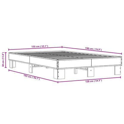 Sängram sonoma-ek 135x190 cm konstruerat trä och metall