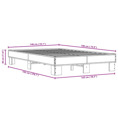 Sängram sonoma-ek 140x190 cm konstruerat trä och metall