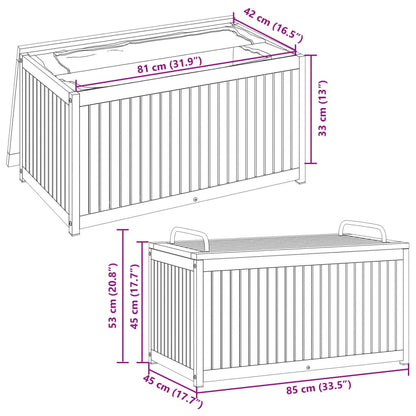 Dynbox för trädgården 85x45x45/53 cm massiv akacia och stål