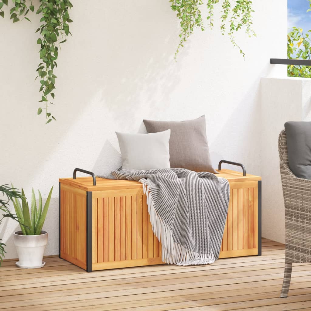 Dynbox för trädgården 110x45x42/53 cm massiv akacia och stål