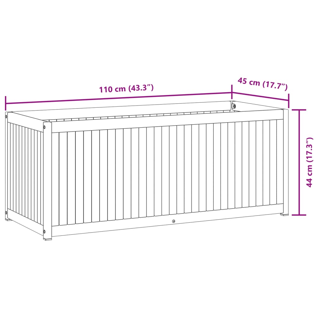 Odlingslåda 110x45x44 cm massivt akaciaträ och stål