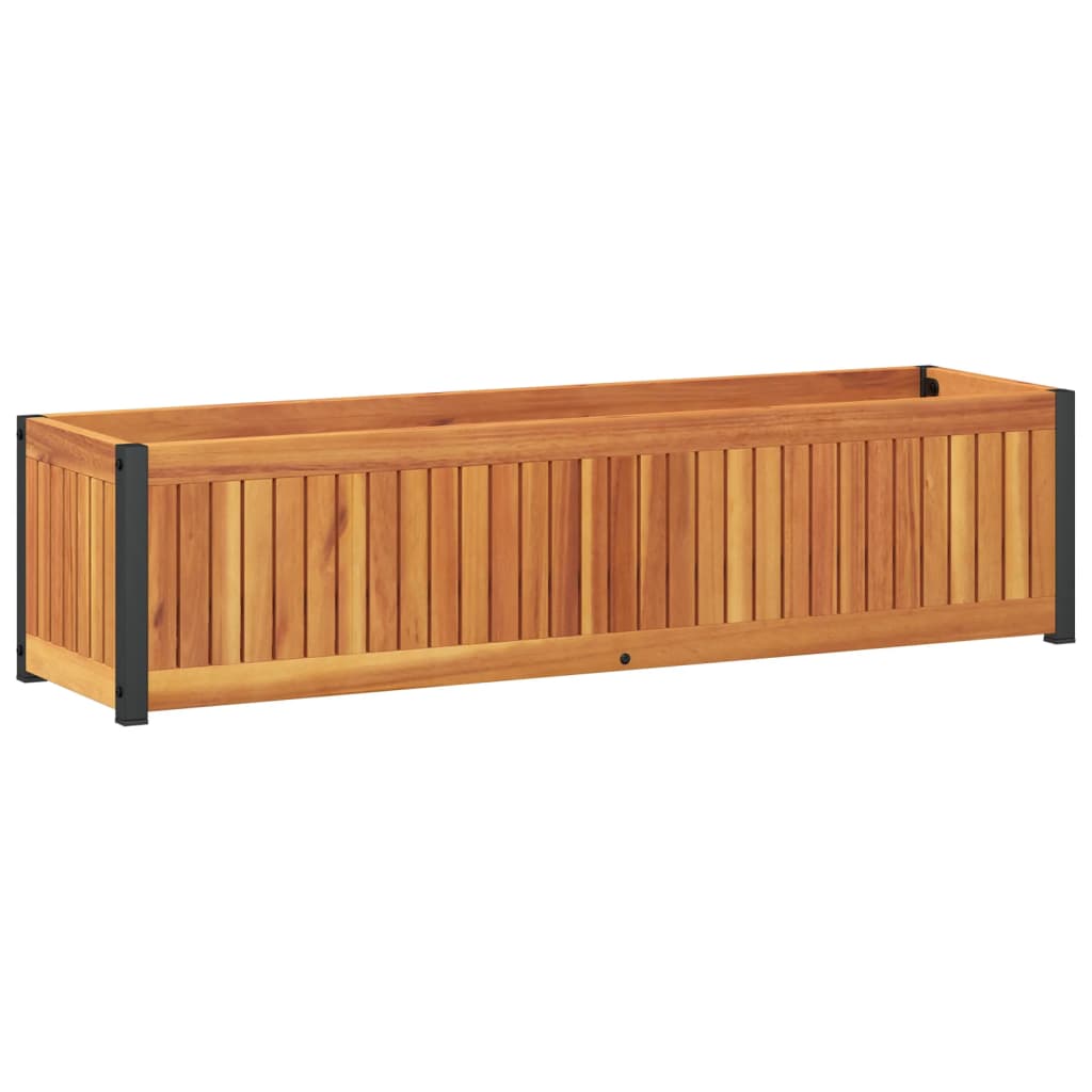 Odlingslåda 110x30x27,5 cm massivt akaciaträ och stål