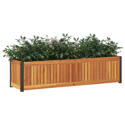 Odlingslåda 110x30x27,5 cm massivt akaciaträ och stål