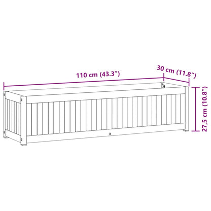 Odlingslåda 110x30x27,5 cm massivt akaciaträ och stål