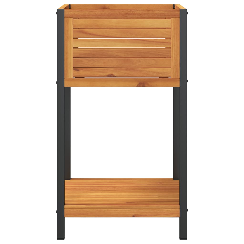 Odlingslåda med hylla 45x45x80 cm massiv akacia och stål