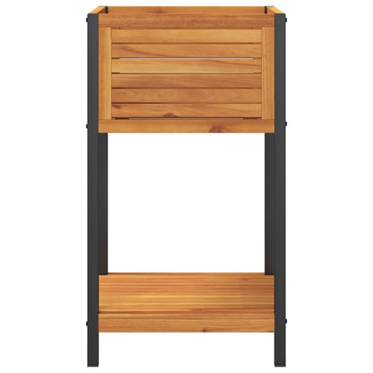 Odlingslåda med hylla 45x45x80 cm massiv akacia och stål