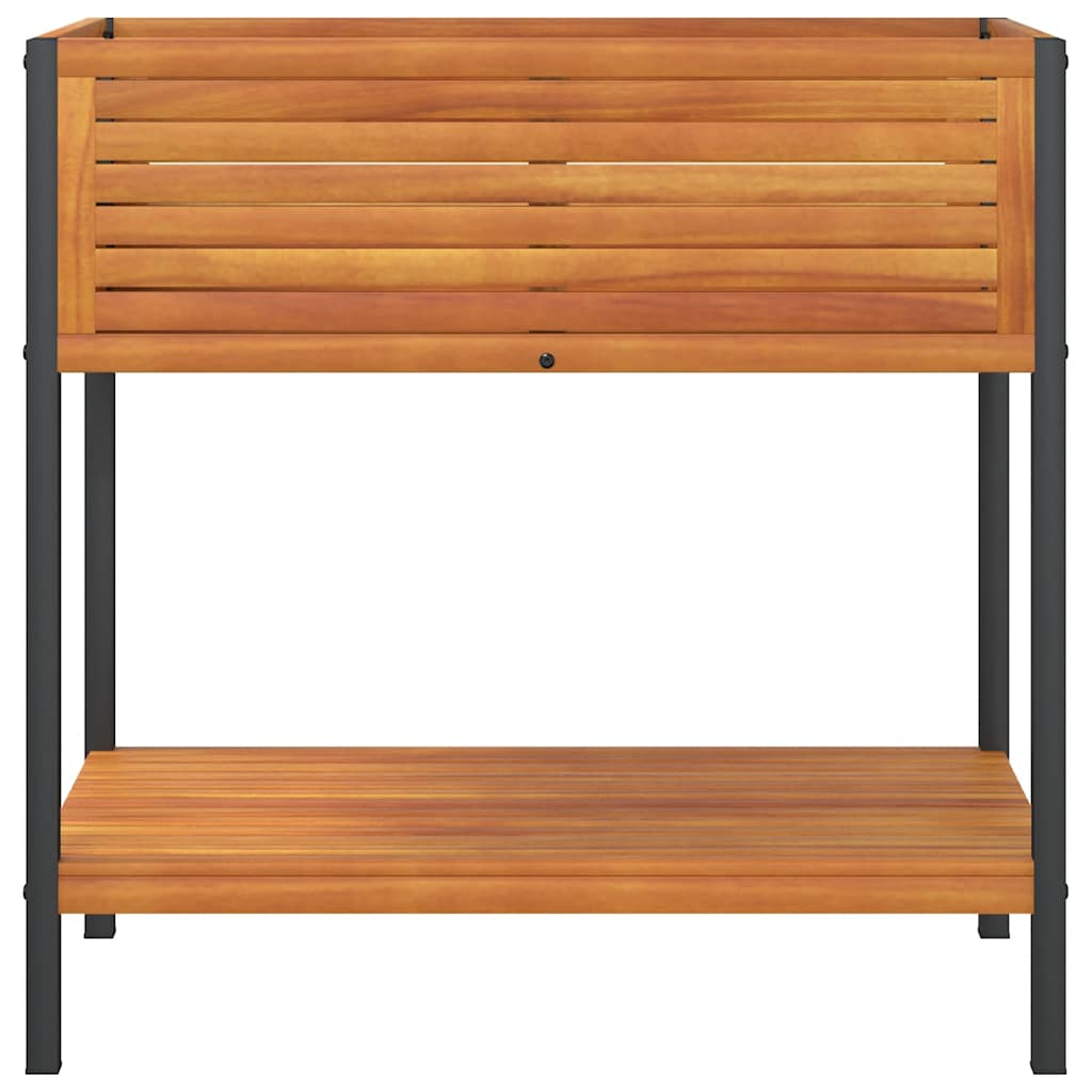Odlingslåda med hylla 80x45x80 cm massiv akacia och stål