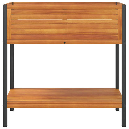 Odlingslåda med hylla 80x45x80 cm massiv akacia och stål