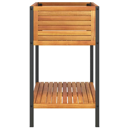 Odlingslåda med hylla 80x45x80 cm massiv akacia och stål