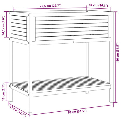 Odlingslåda med hylla 80x45x80 cm massiv akacia och stål