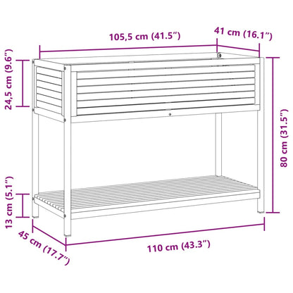 Odlingslåda med hylla 110x45x80 cm massiv akacia och stål