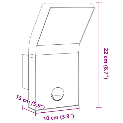 Utomhusvägglampor LED med sensorer 2 st svart gjuten aluminium